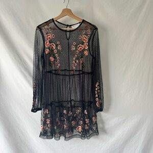 ASOS Floral Embroidered Black Sheer Dress